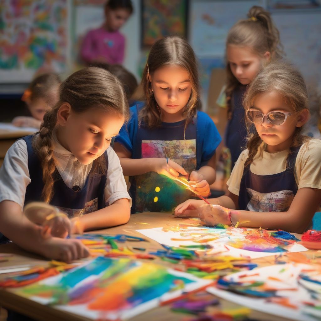 Children Engaged in Art Class