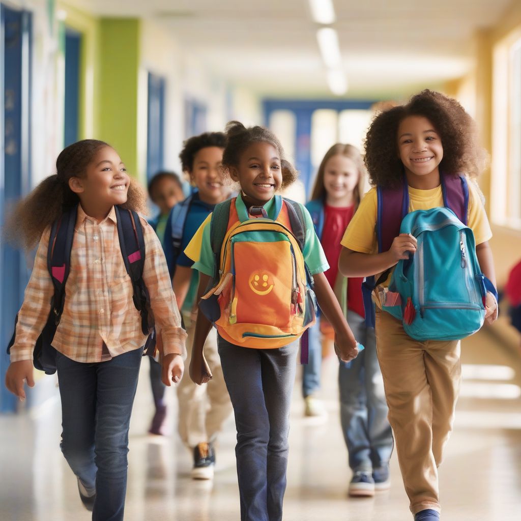 School Children Walking Together