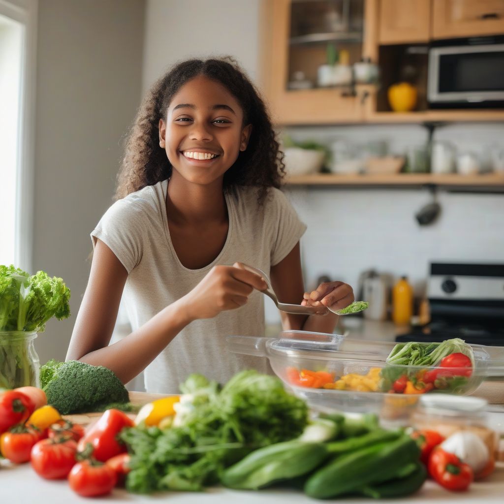 Teenager Cooking a Healthy Meal