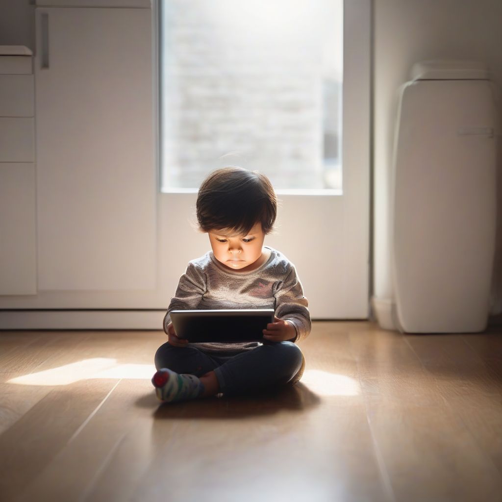 Toddler Staring at Tablet